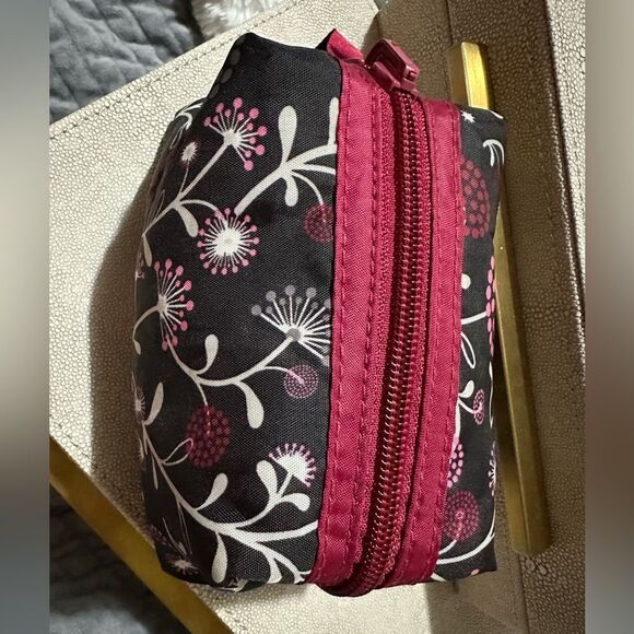 Floral Makeup Bag | Compact & Stylish Floral Black and Pink Women's Bag - Picture 6 of 16